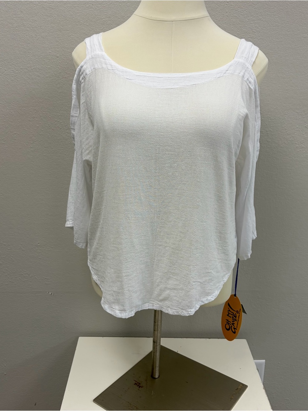 Oh My Gauze! White Cold-Shoulder Gauze Top